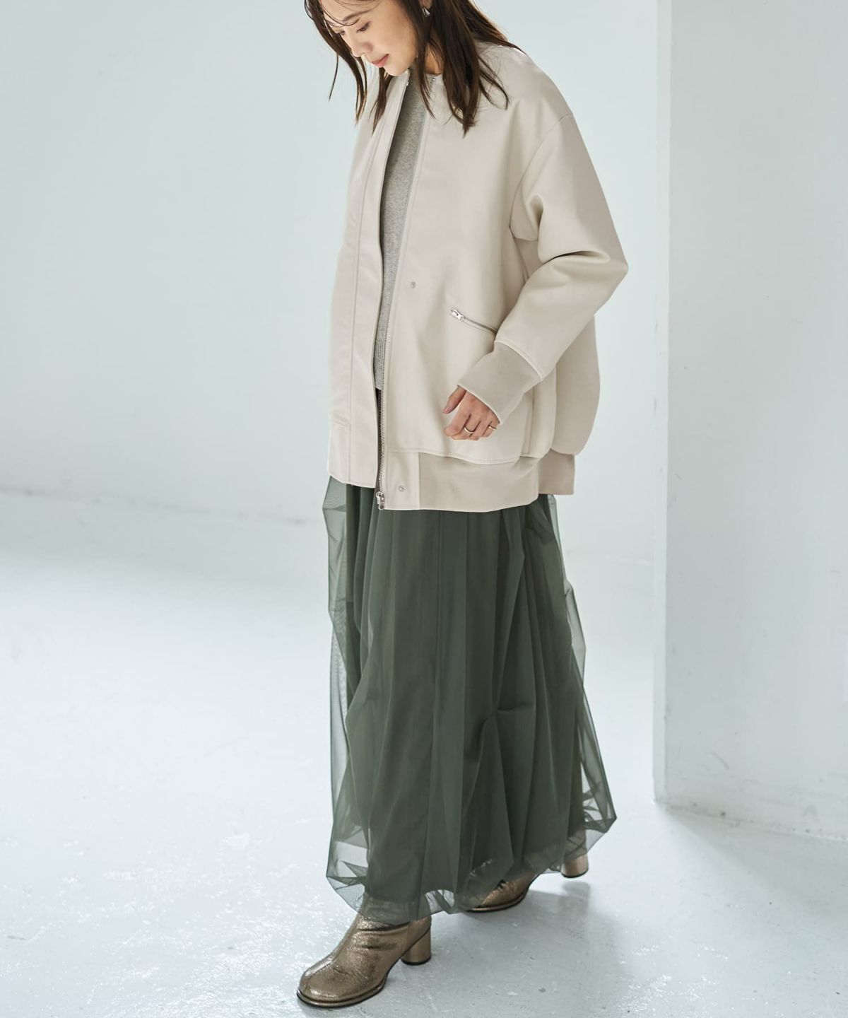 着用イメージ 166cm エクリュ