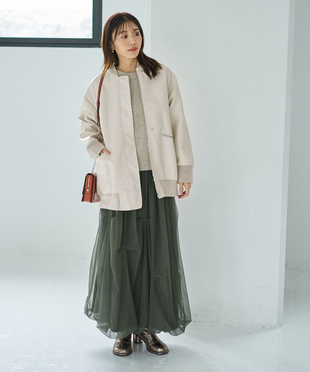 着用イメージ 166cm エクリュ