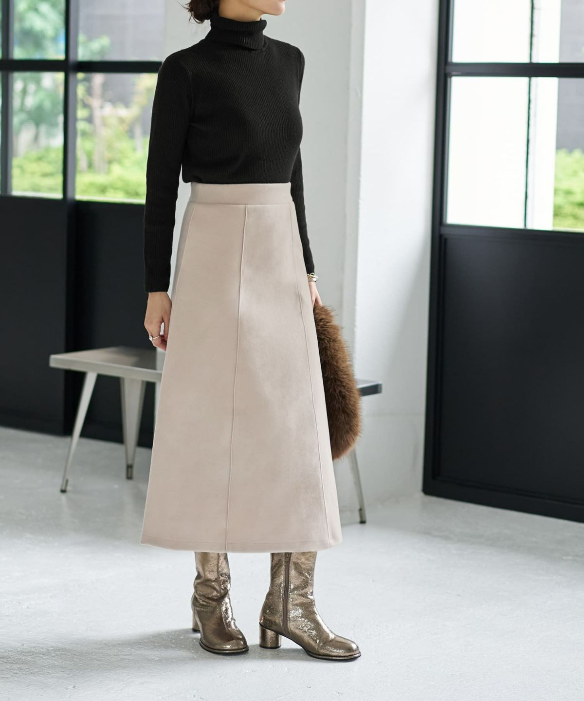 着用イメージ 166cm ライトベージュ Sサイズ