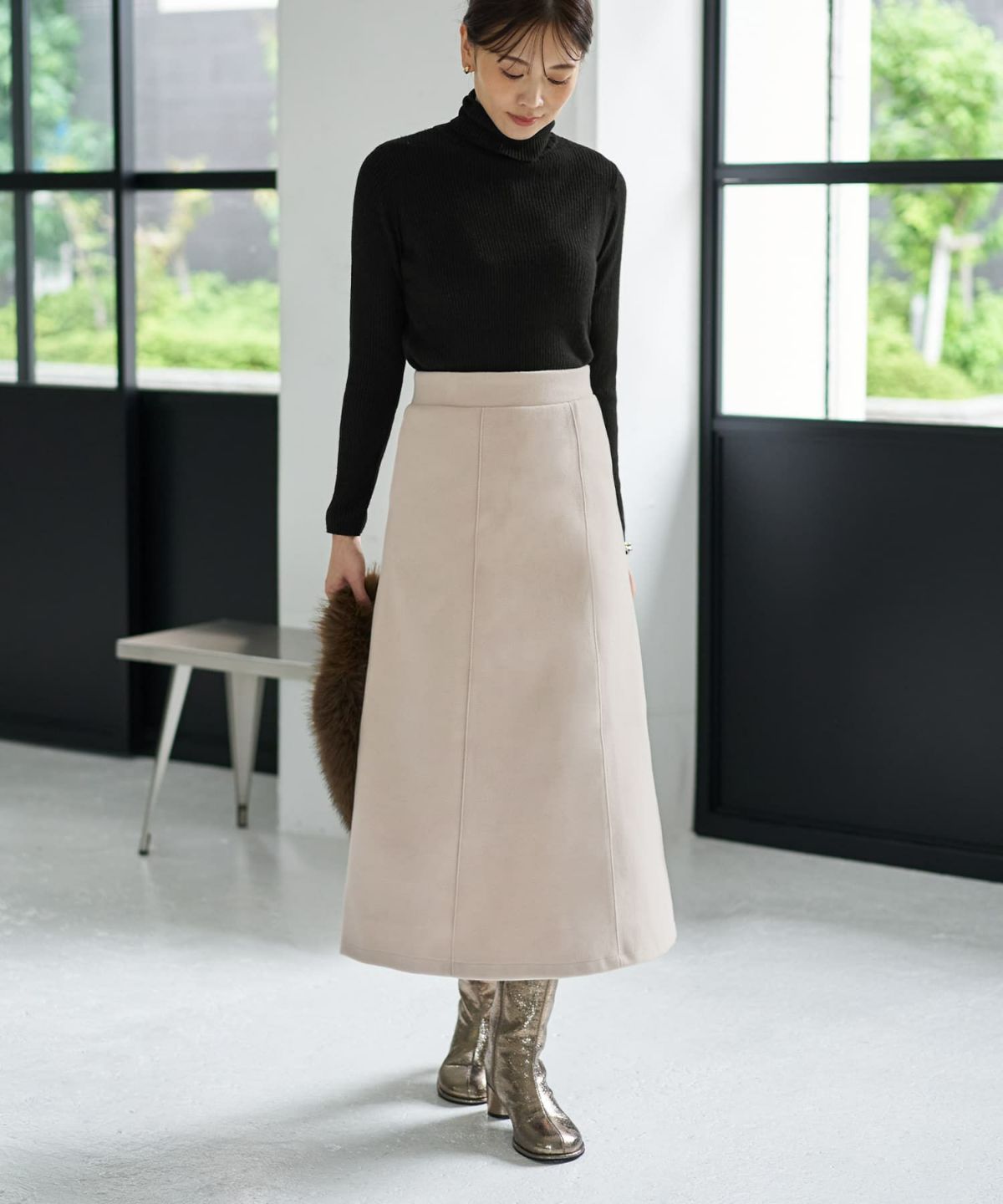 着用イメージ 166cm ライトベージュ Sサイズ