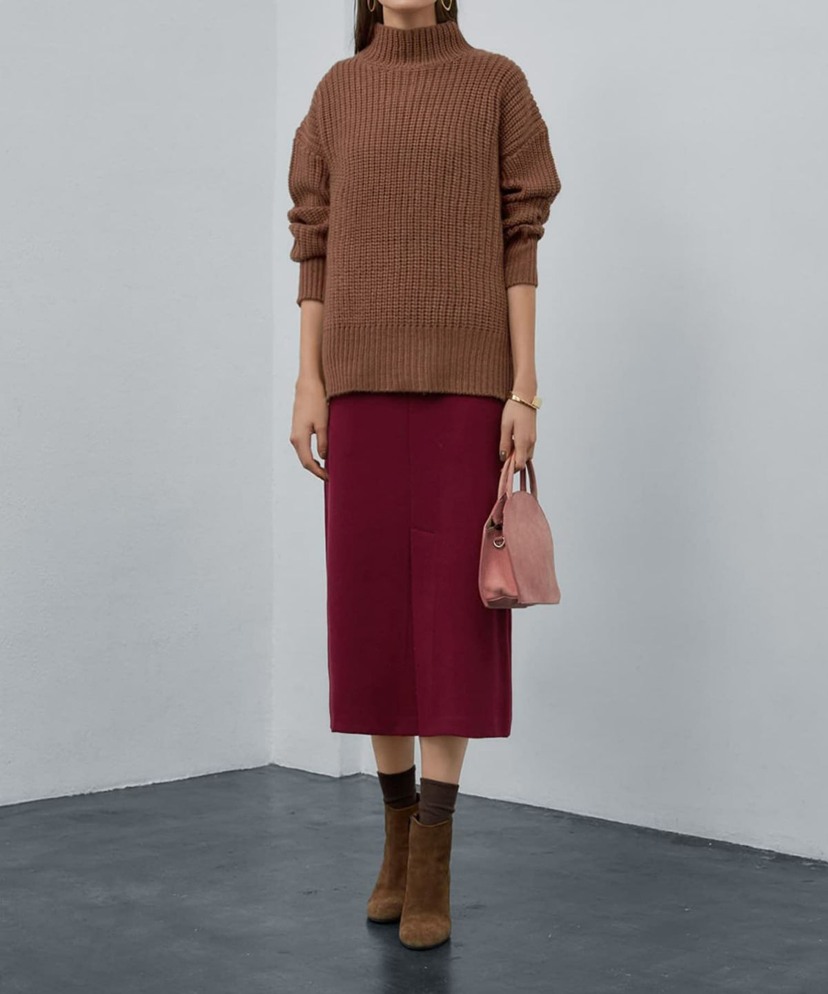 着用イメージ 173cm ダークキャメル