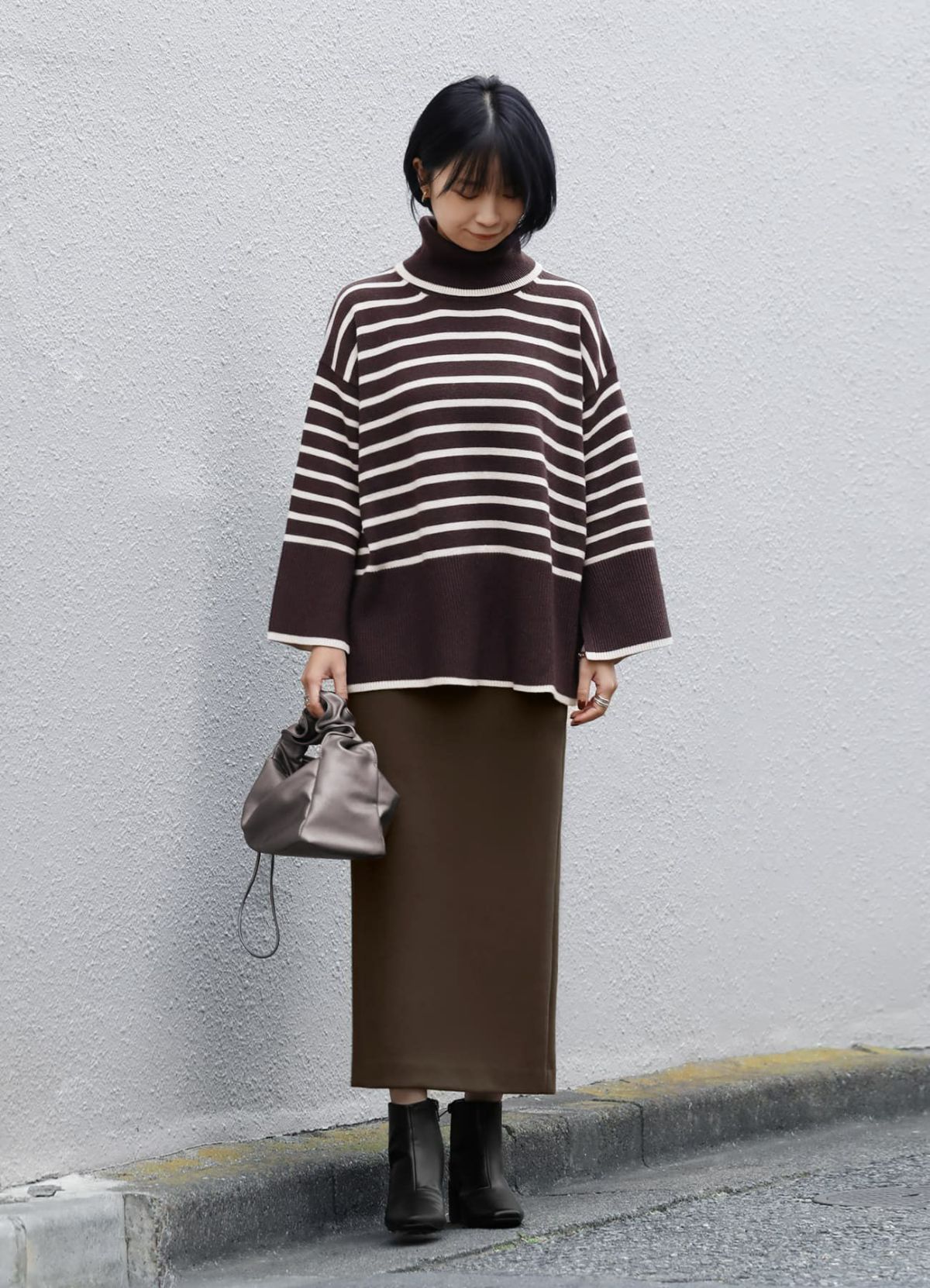 着用イメージ 157cm 着用サイズ XS オリーブブラウン