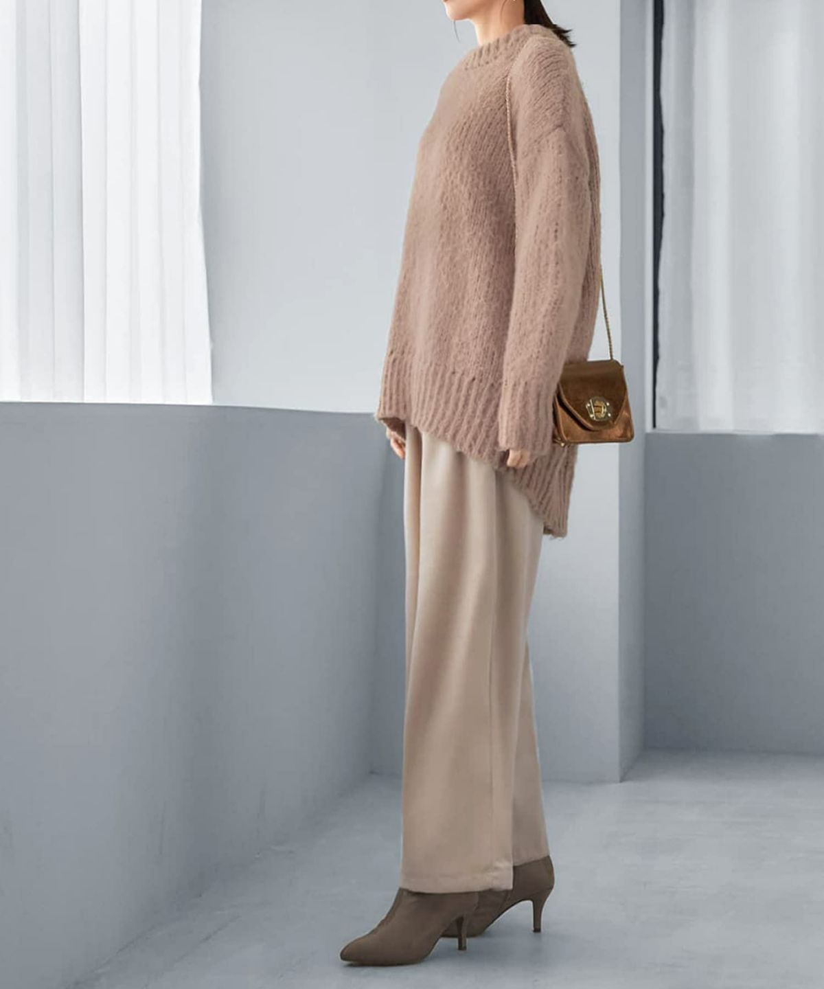 着用イメージ 166cm ミルクベージュ
