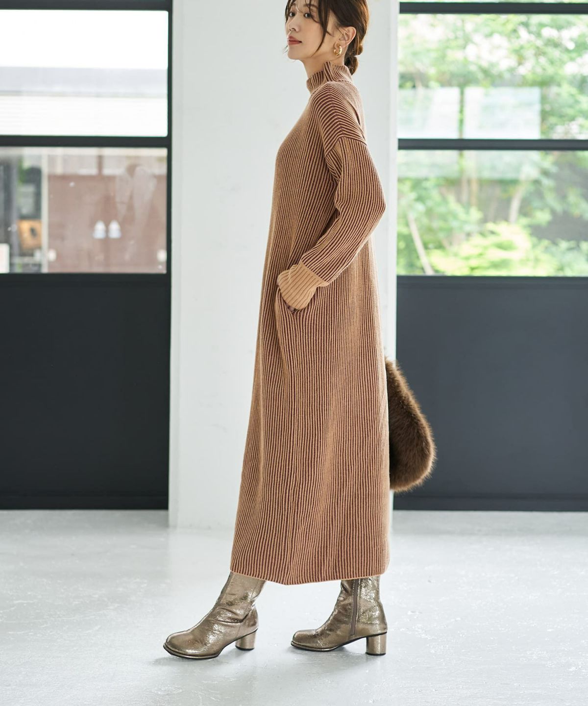 着用イメージ 166cm ベージュミックス 02サイズ