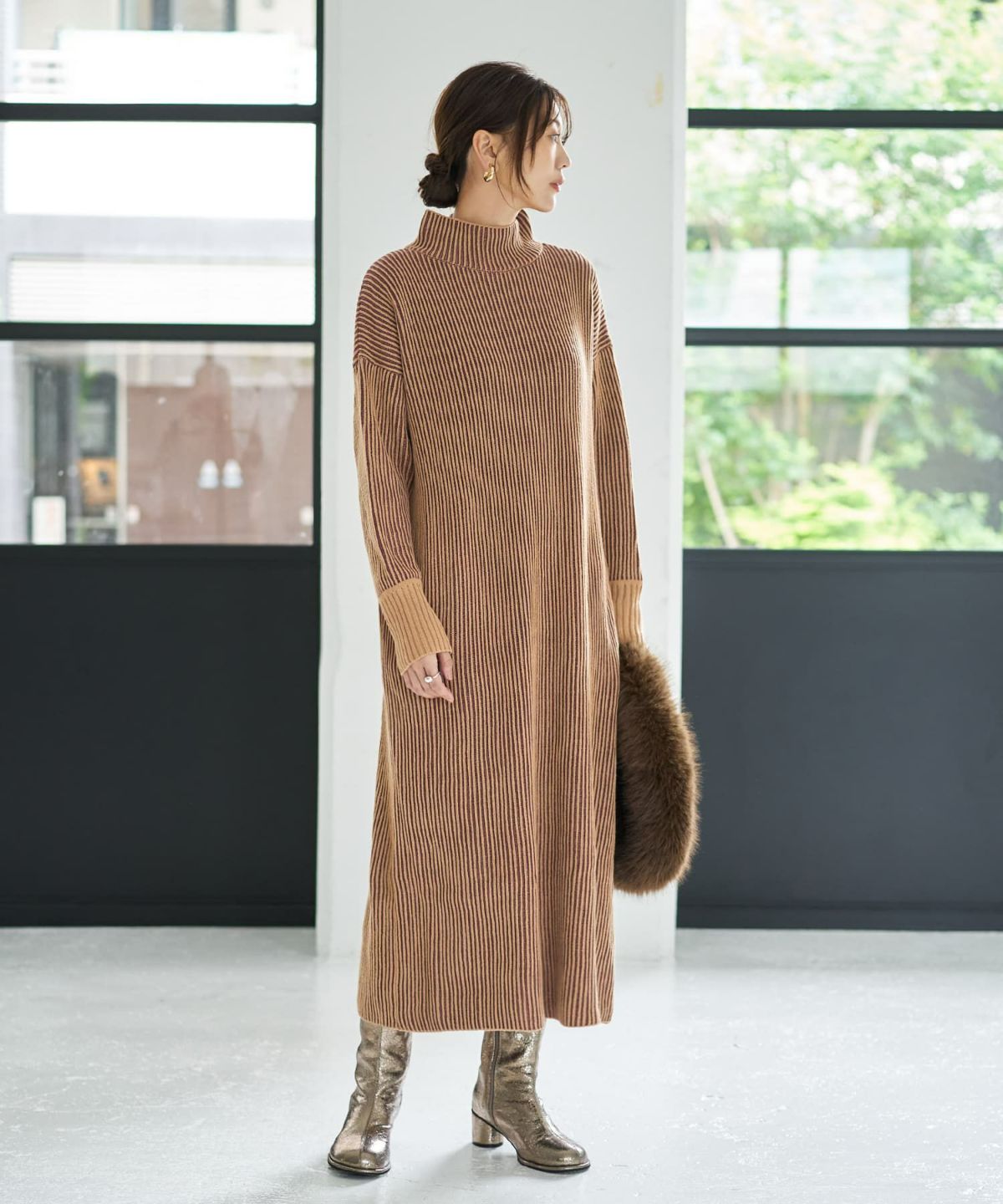 着用イメージ 166cm ベージュミックス 02サイズ