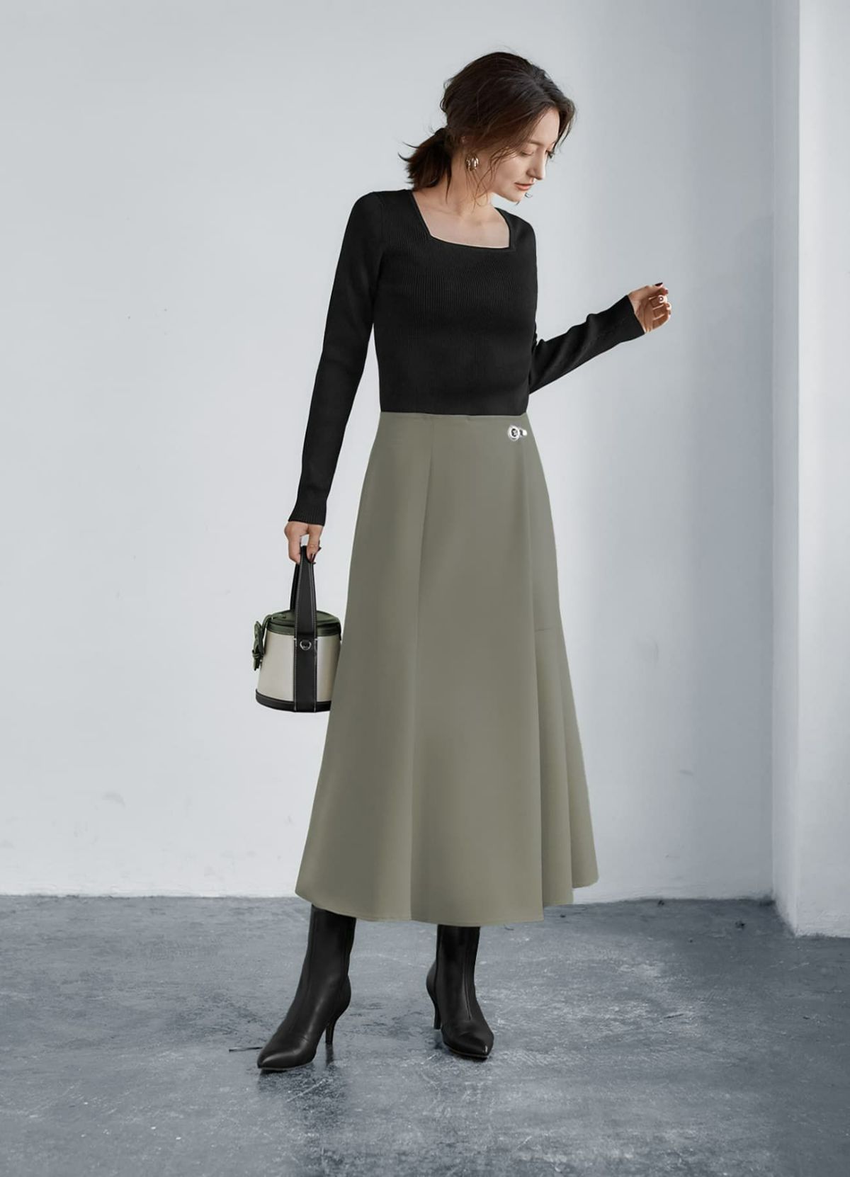 着用イメージ 165cm 着用サイズ 02 オリーブベージュ