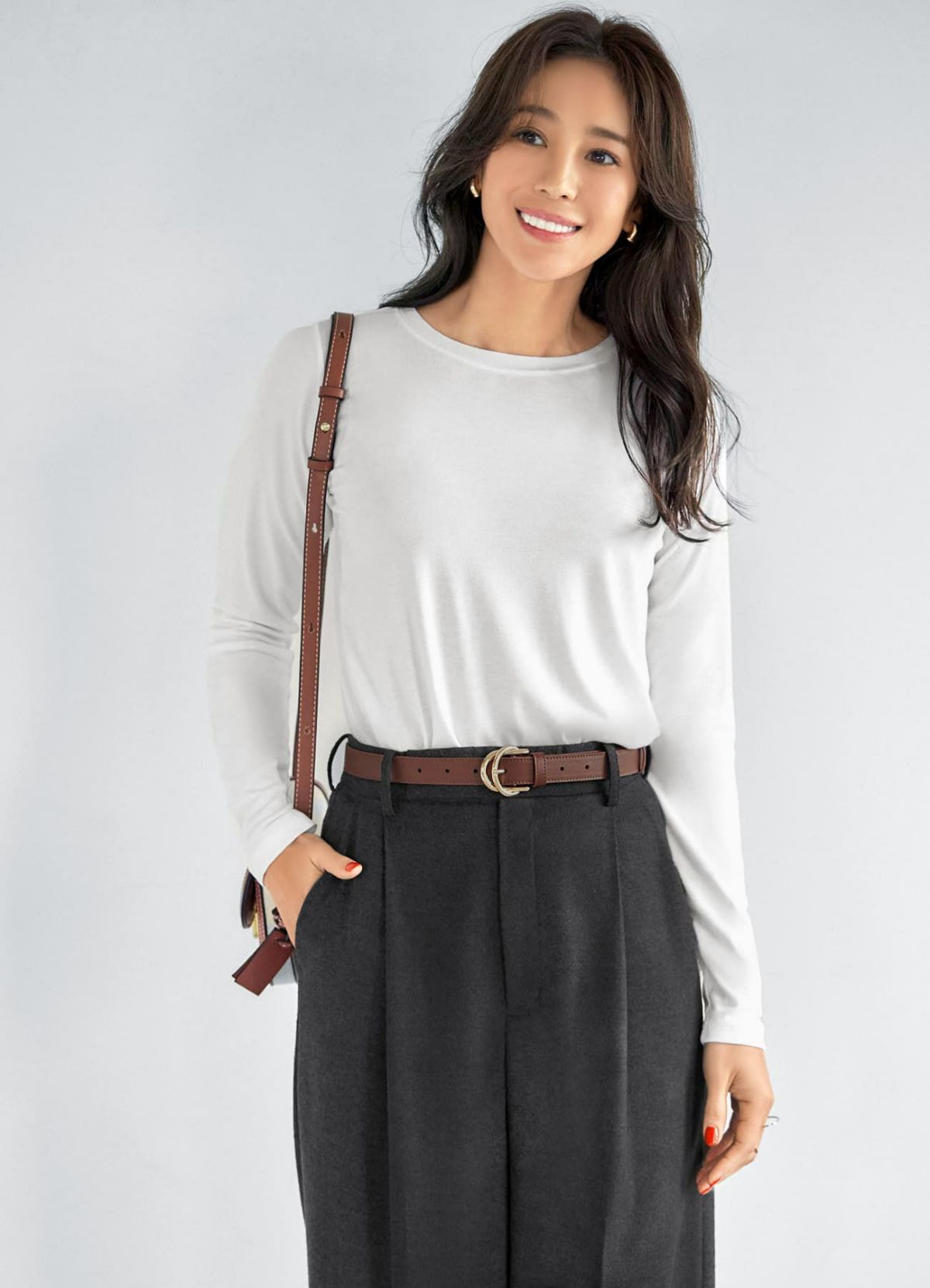 着用イメージ 166cm ブラウン