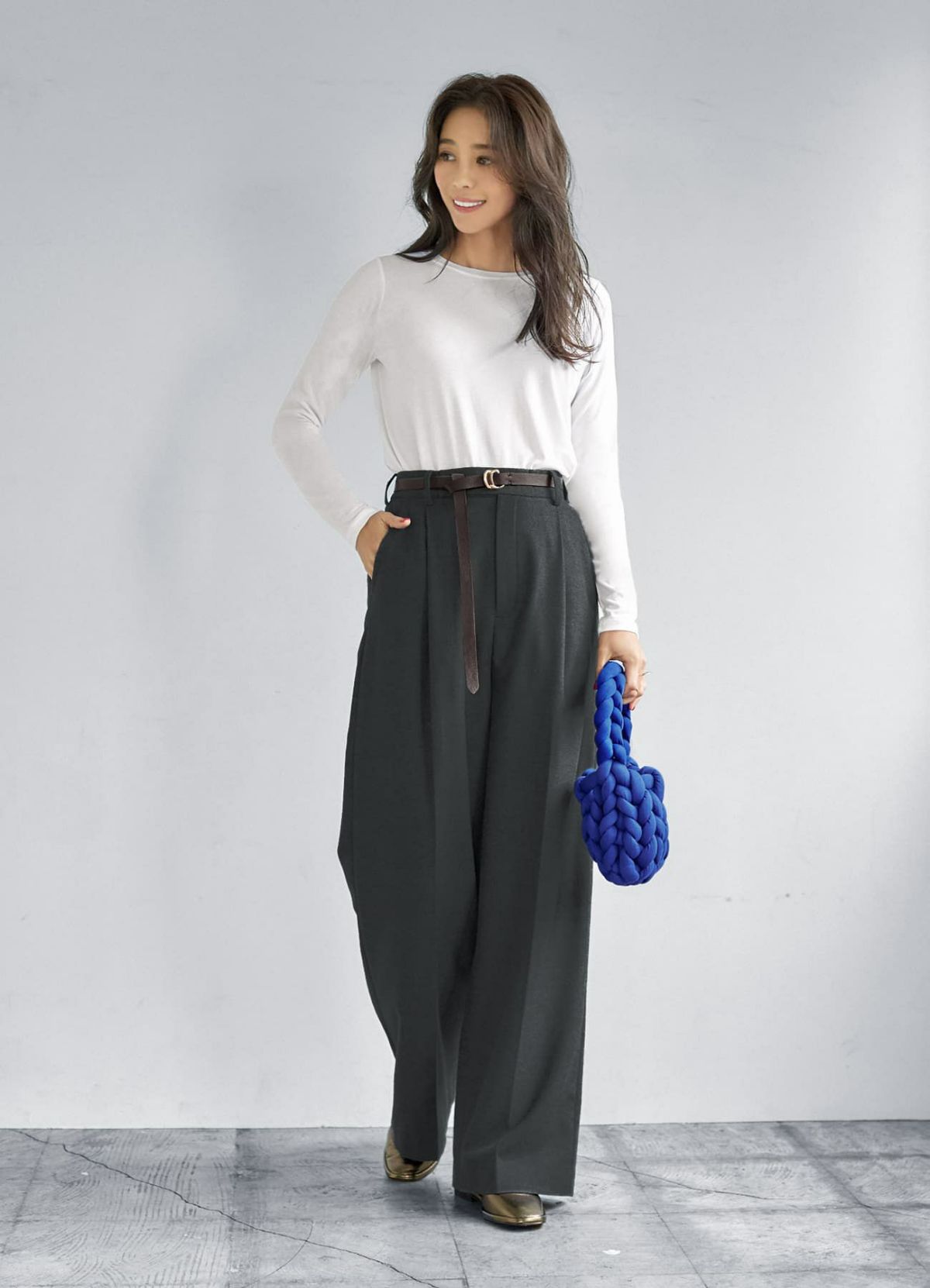 着用イメージ 166cm ダークブラウン