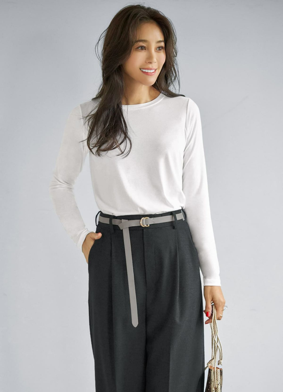 着用イメージ 166cm グレージュ