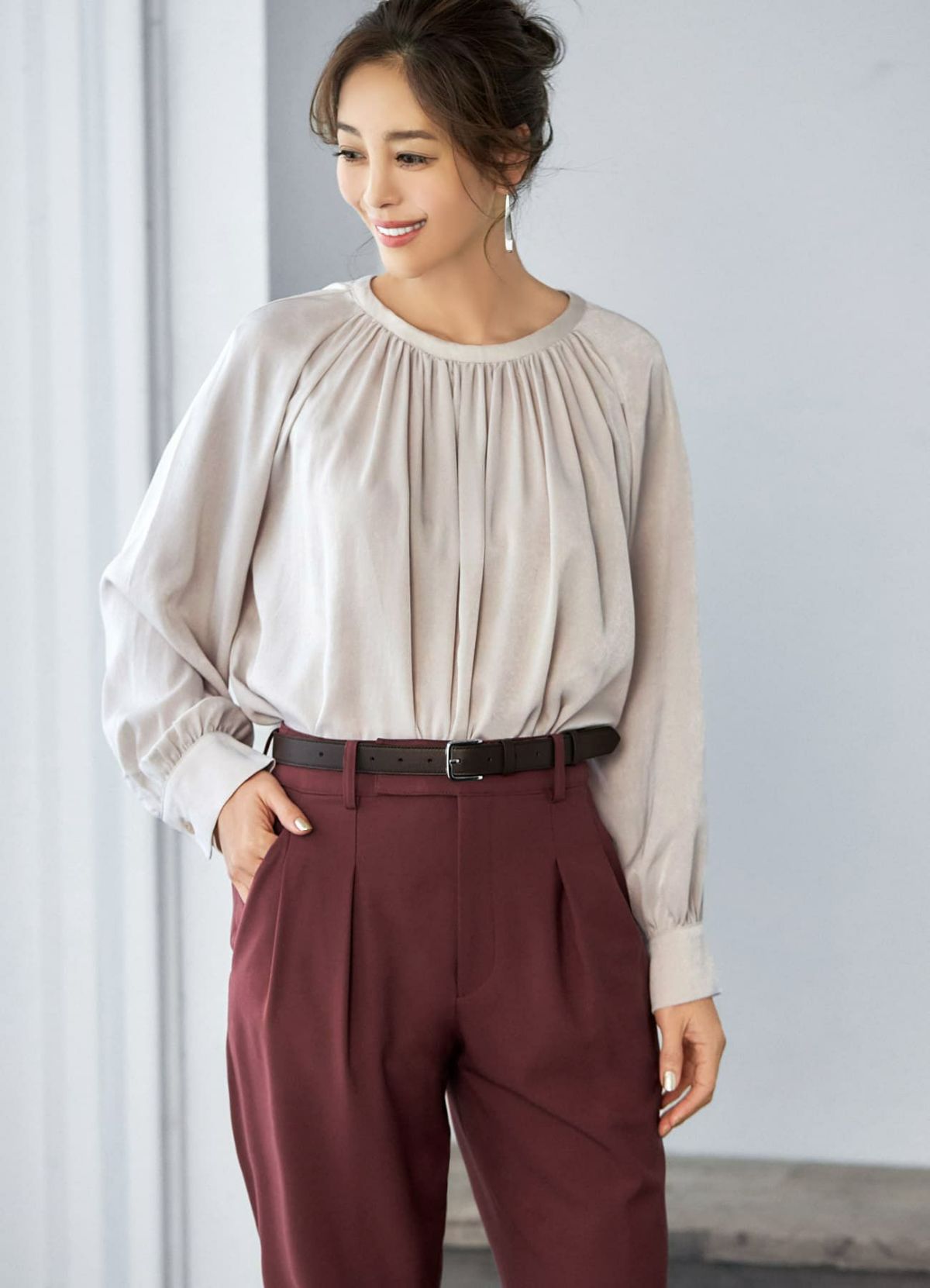 着用イメージ 166cm ダークブラウン