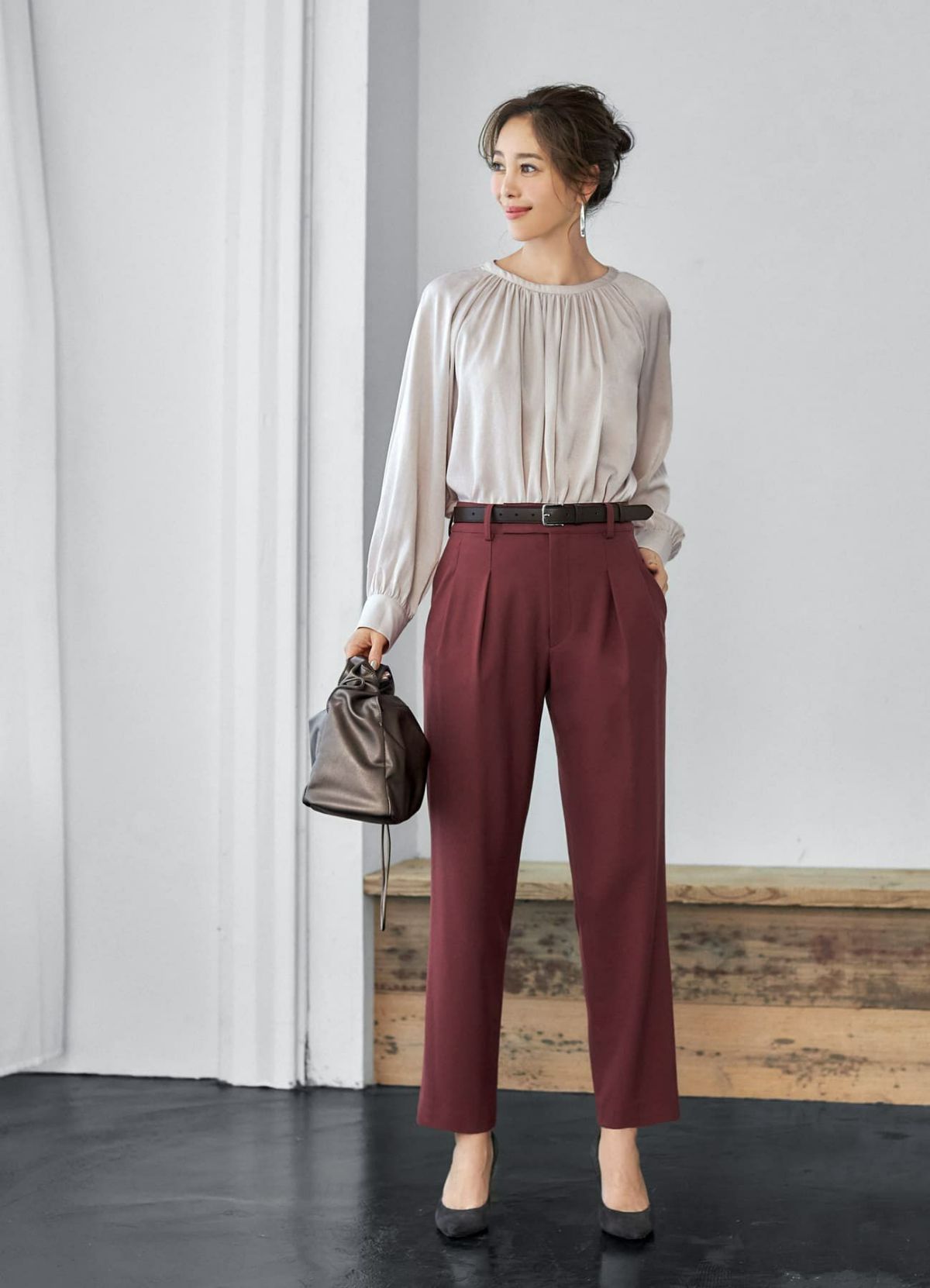 着用イメージ 166cm ダークブラウン