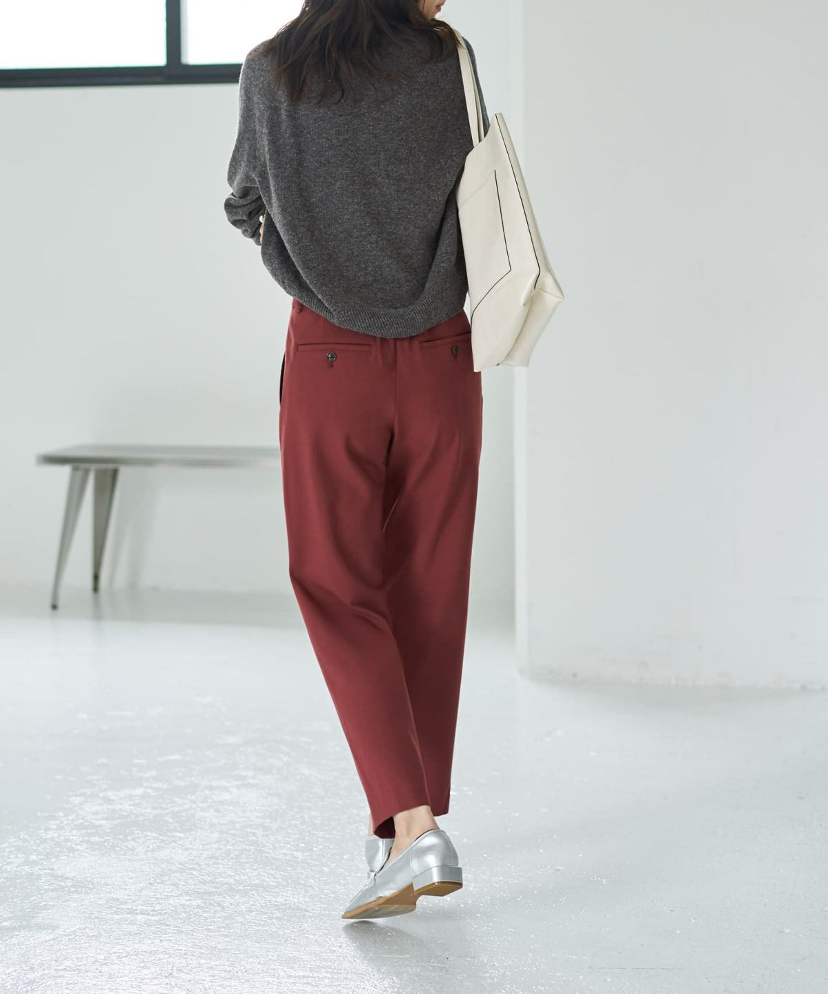 着用イメージ 166cm バーガンディ Sサイズ