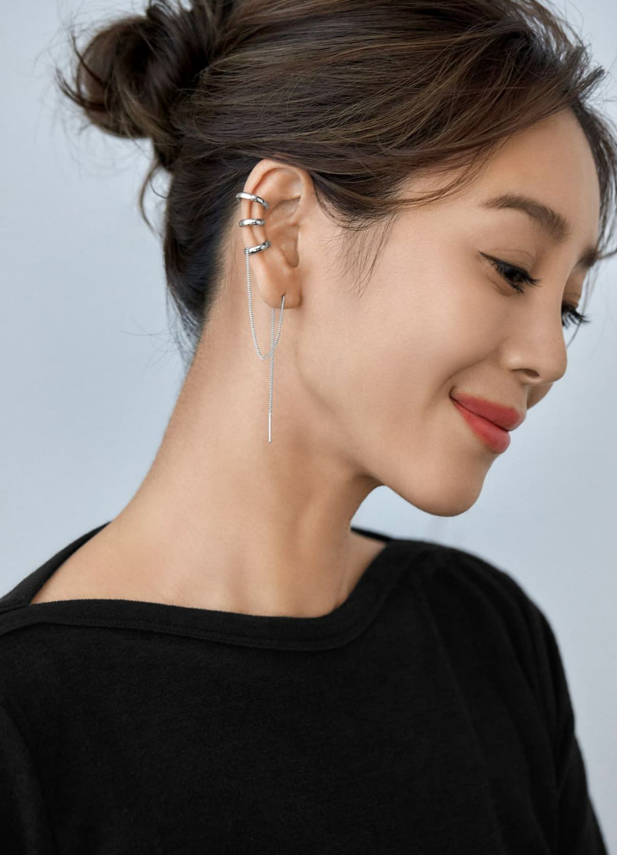 イヤーカフ／３リング+ロングチェーン