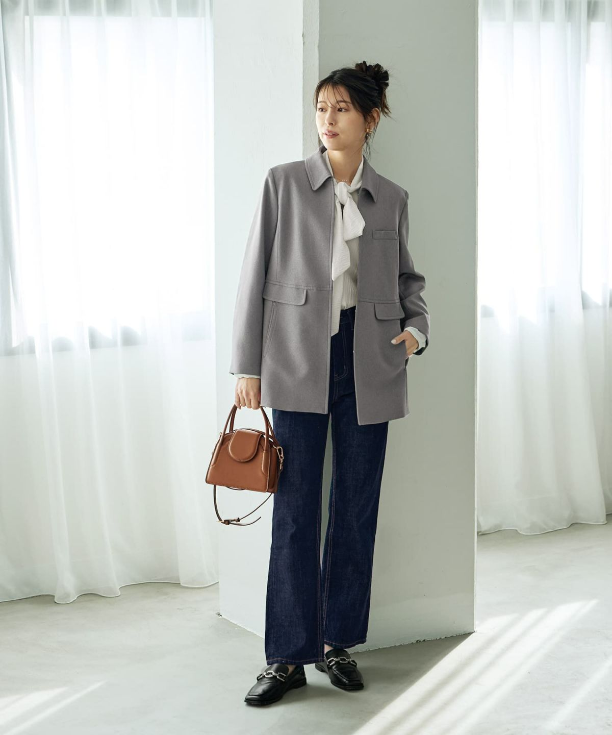 着用イメージ 168cm グレー