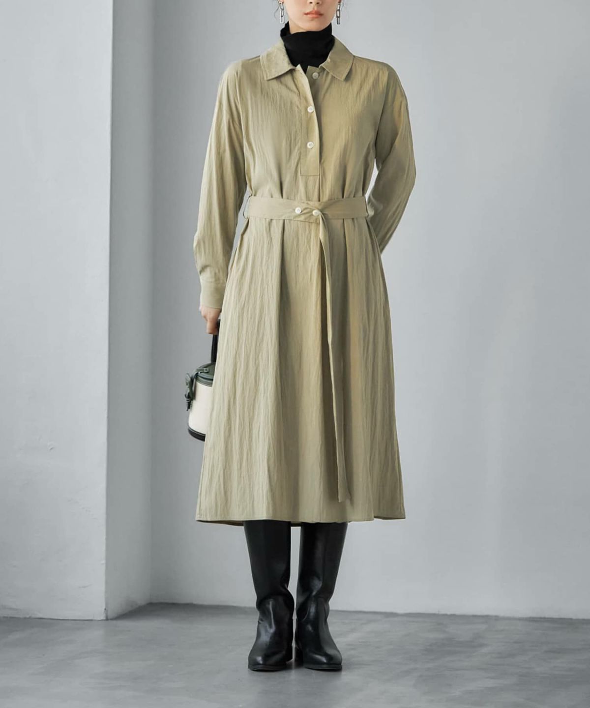 着用イメージ 165cm オリーブベージュ