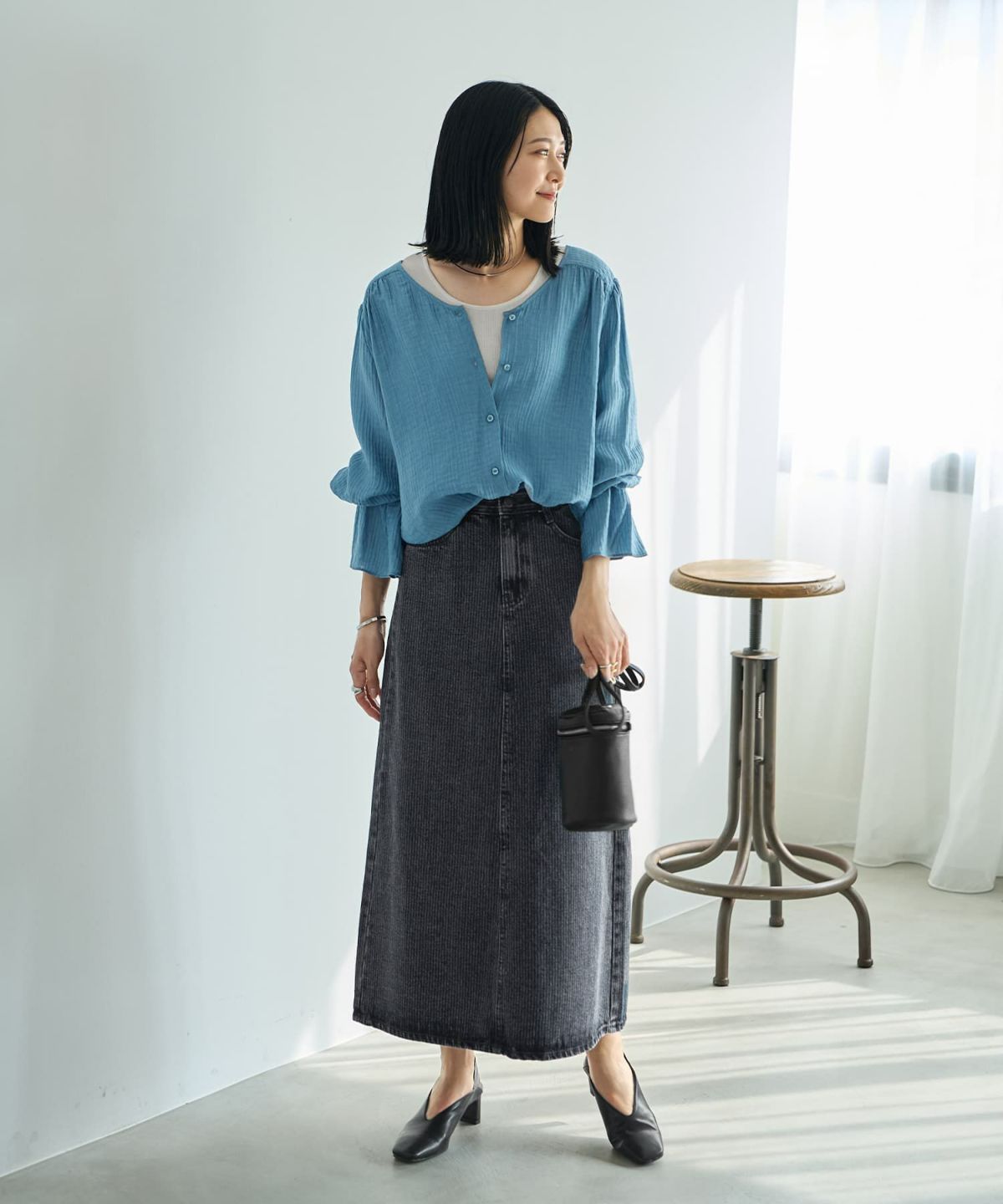 着用イメージ 164cm ライトブルー