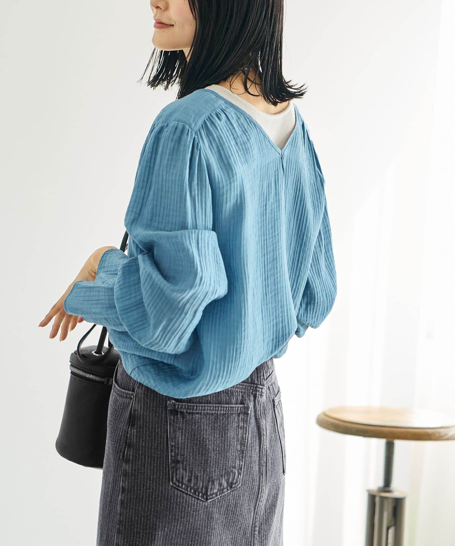 着用イメージ 164cm ライトブルー