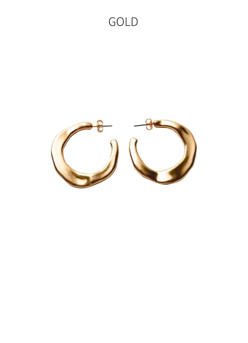 18k YG 平打フープピアス