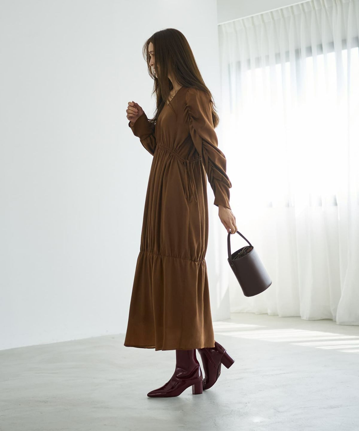 着用イメージ 166cm ソフトブラウン