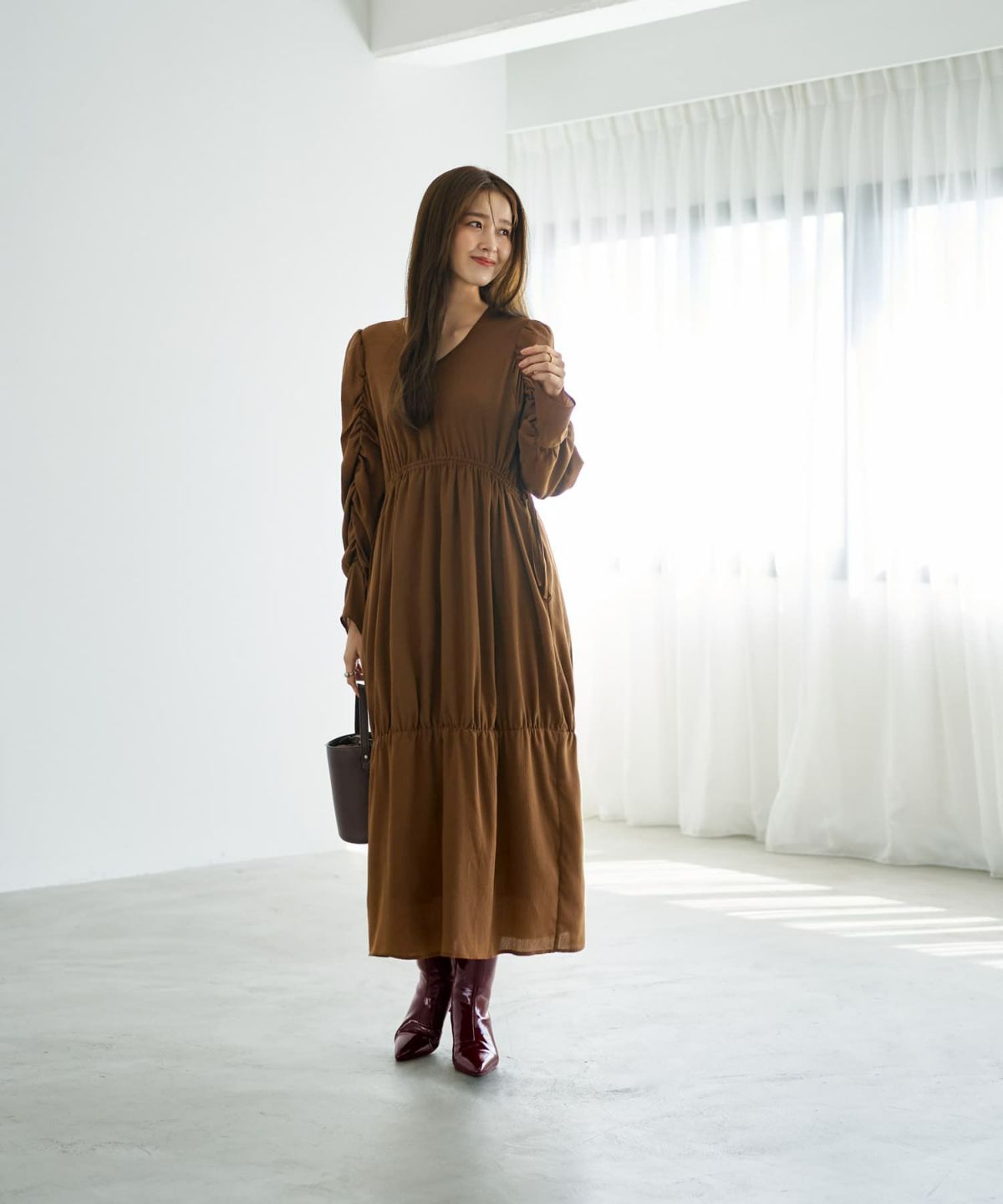 着用イメージ 166cm ソフトブラウン