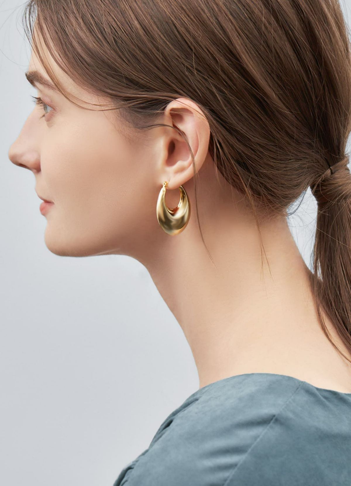 ボトムボリュームフープピアス