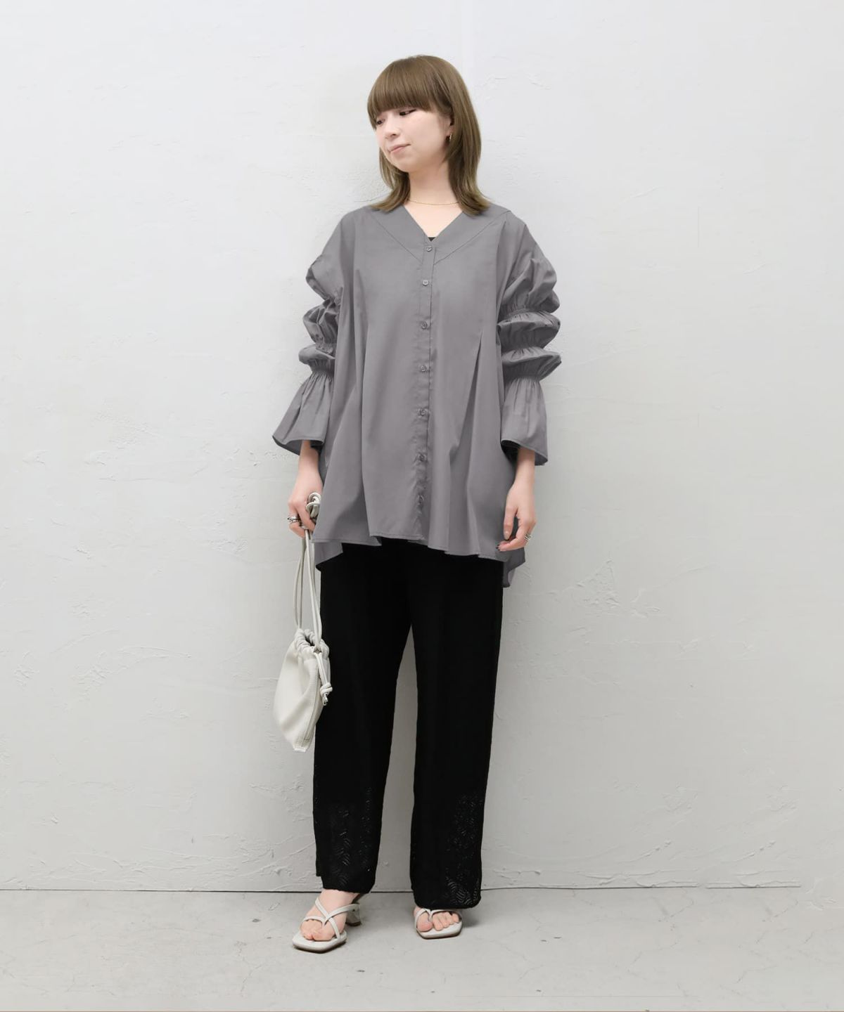 着用イメージ 157cm ライトグレー