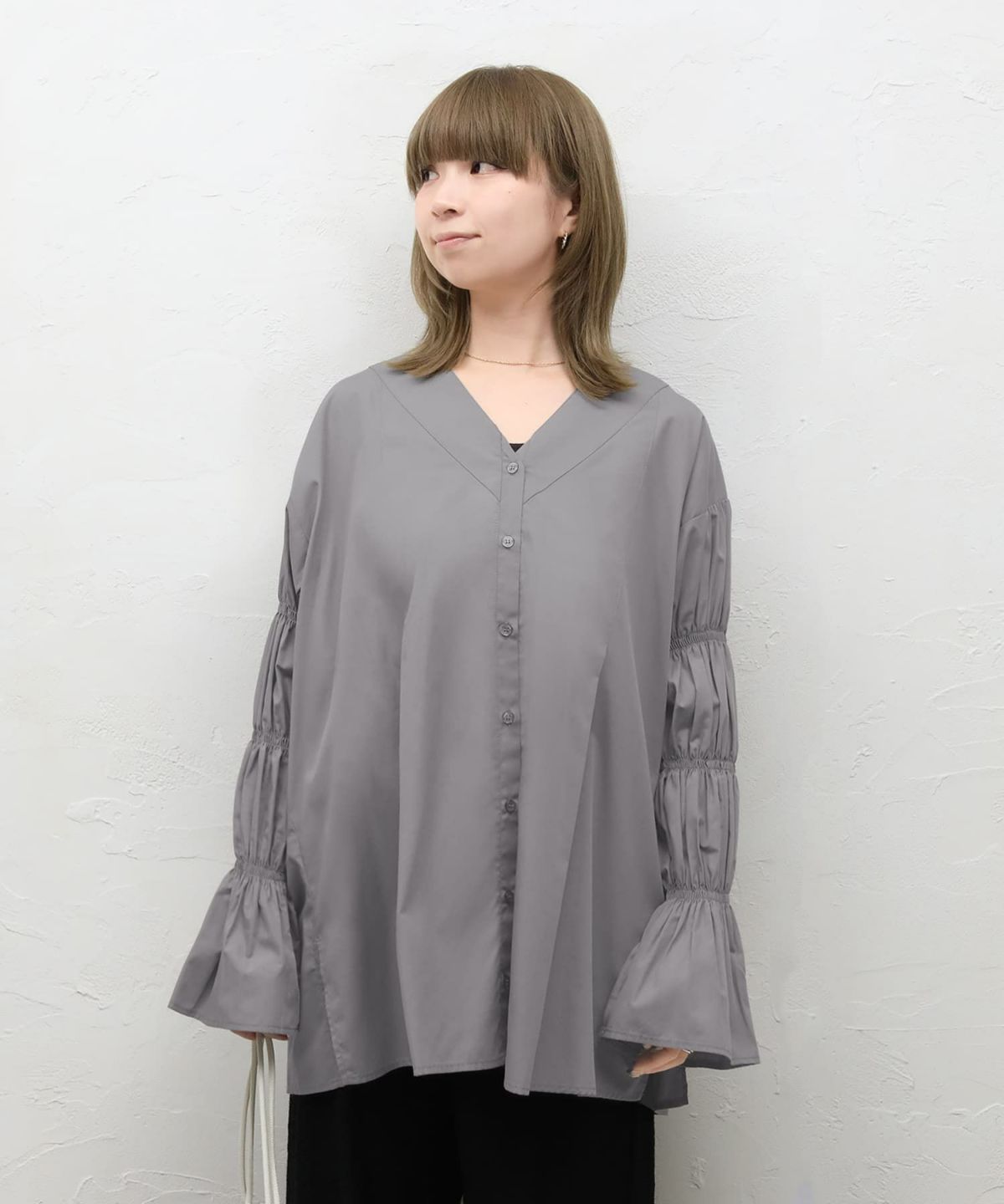 着用イメージ 157cm ライトグレー