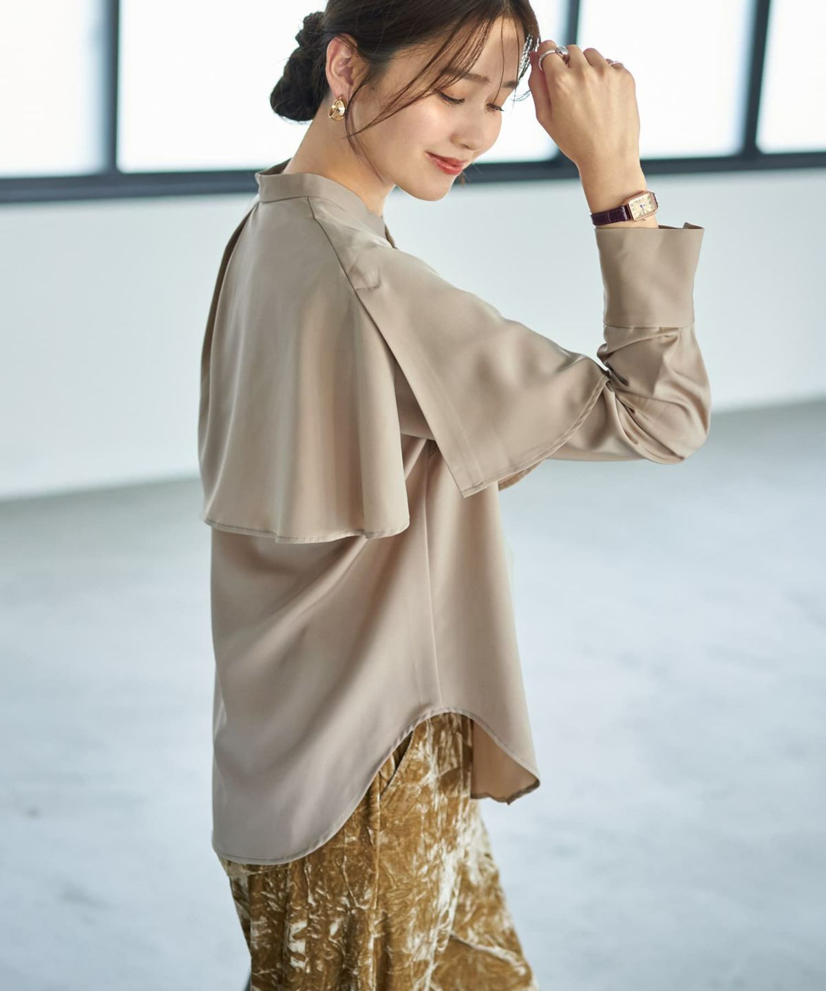 着用イメージ 166cm ライトベージュ