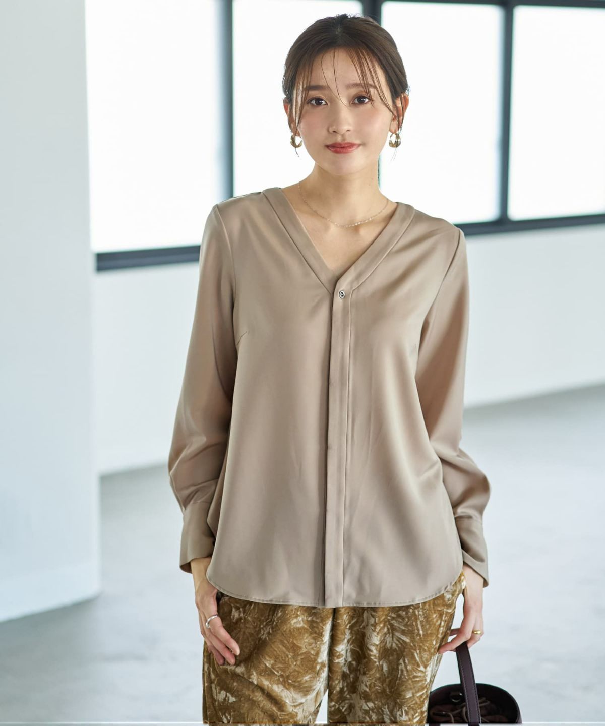 着用イメージ 166cm ライトベージュ