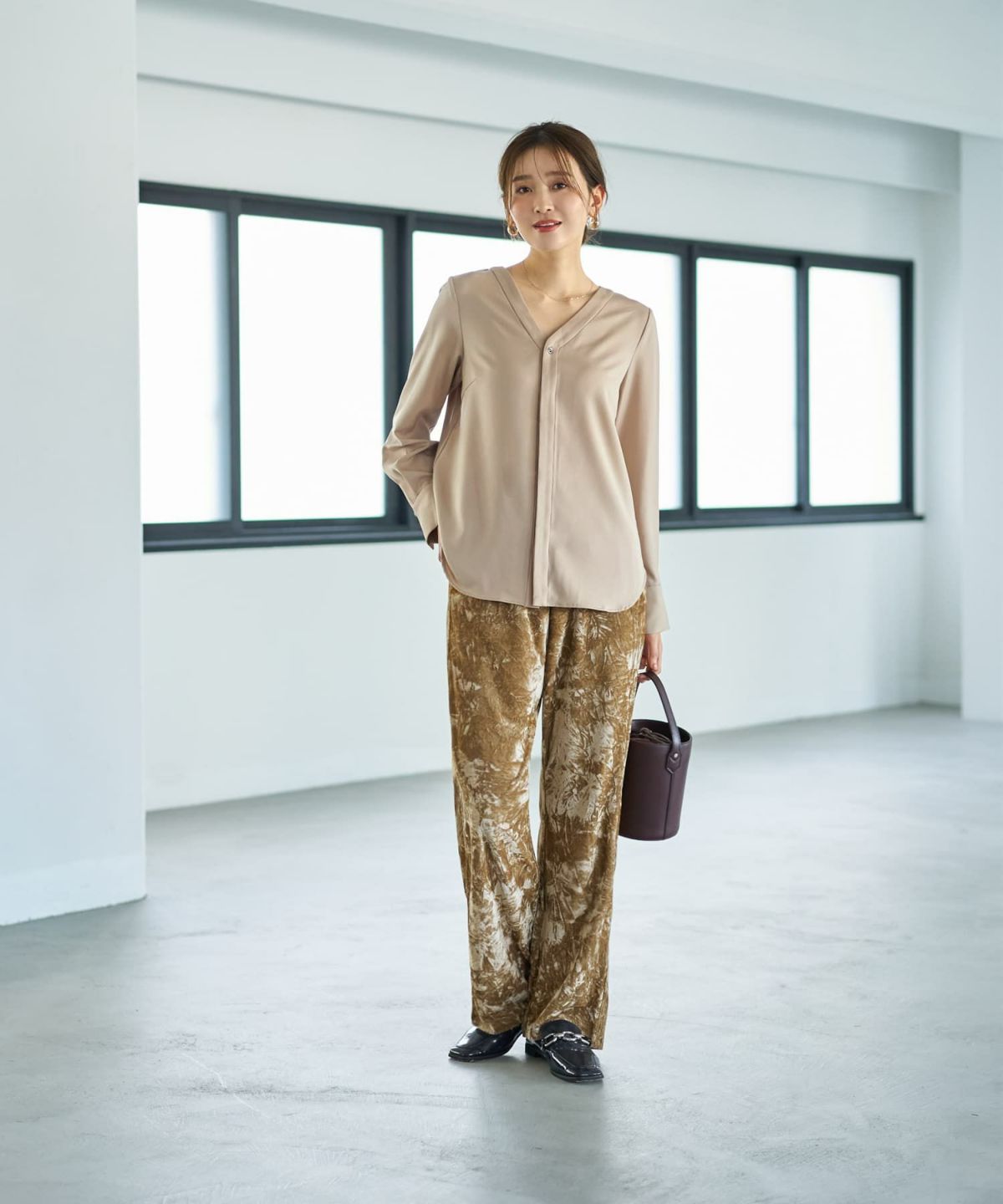 着用イメージ 166cm ライトベージュ