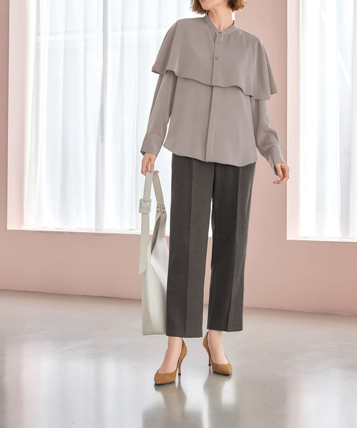 着用イメージ 166cm モカグレー