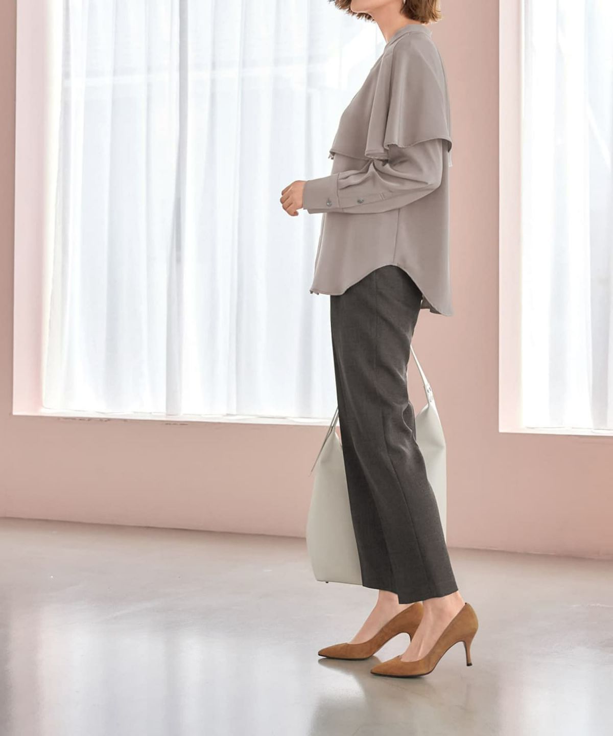 着用イメージ 166cm モカグレー