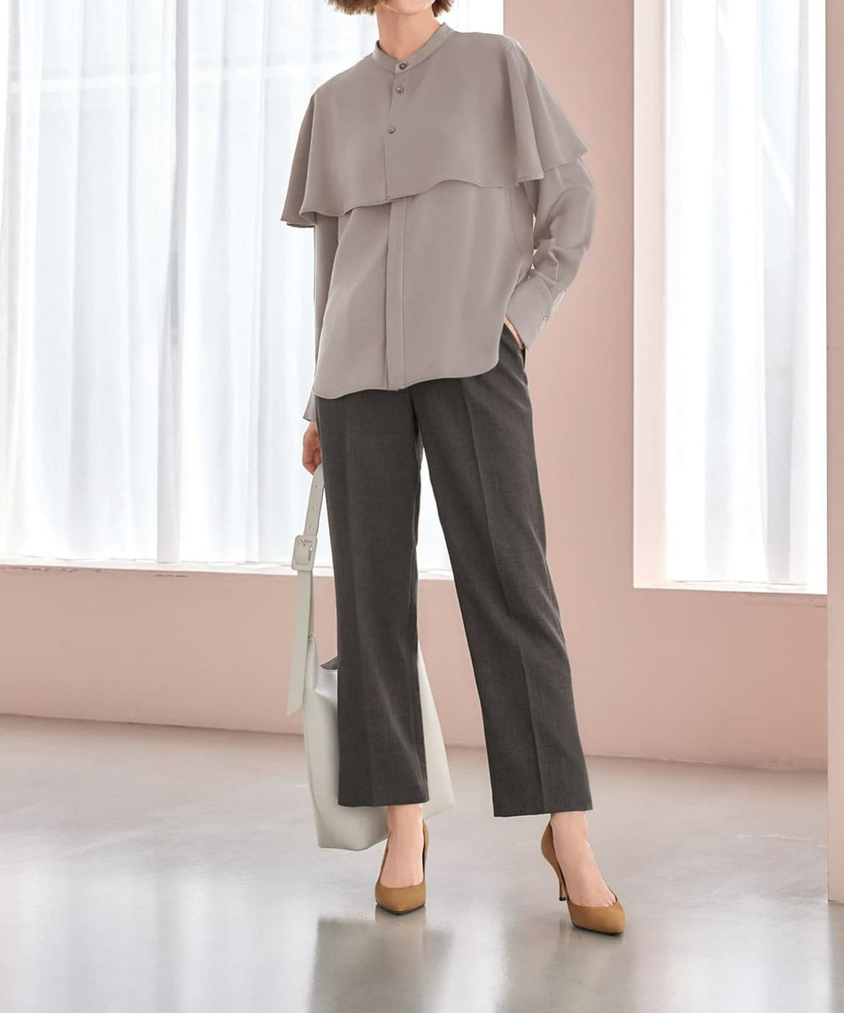 着用イメージ 166cm モカグレー