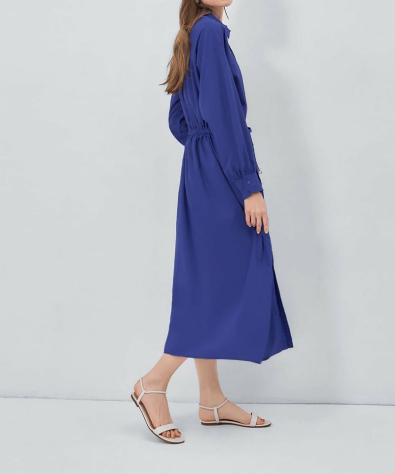 ウエストギャザーシャツワンピース【OUTLET】