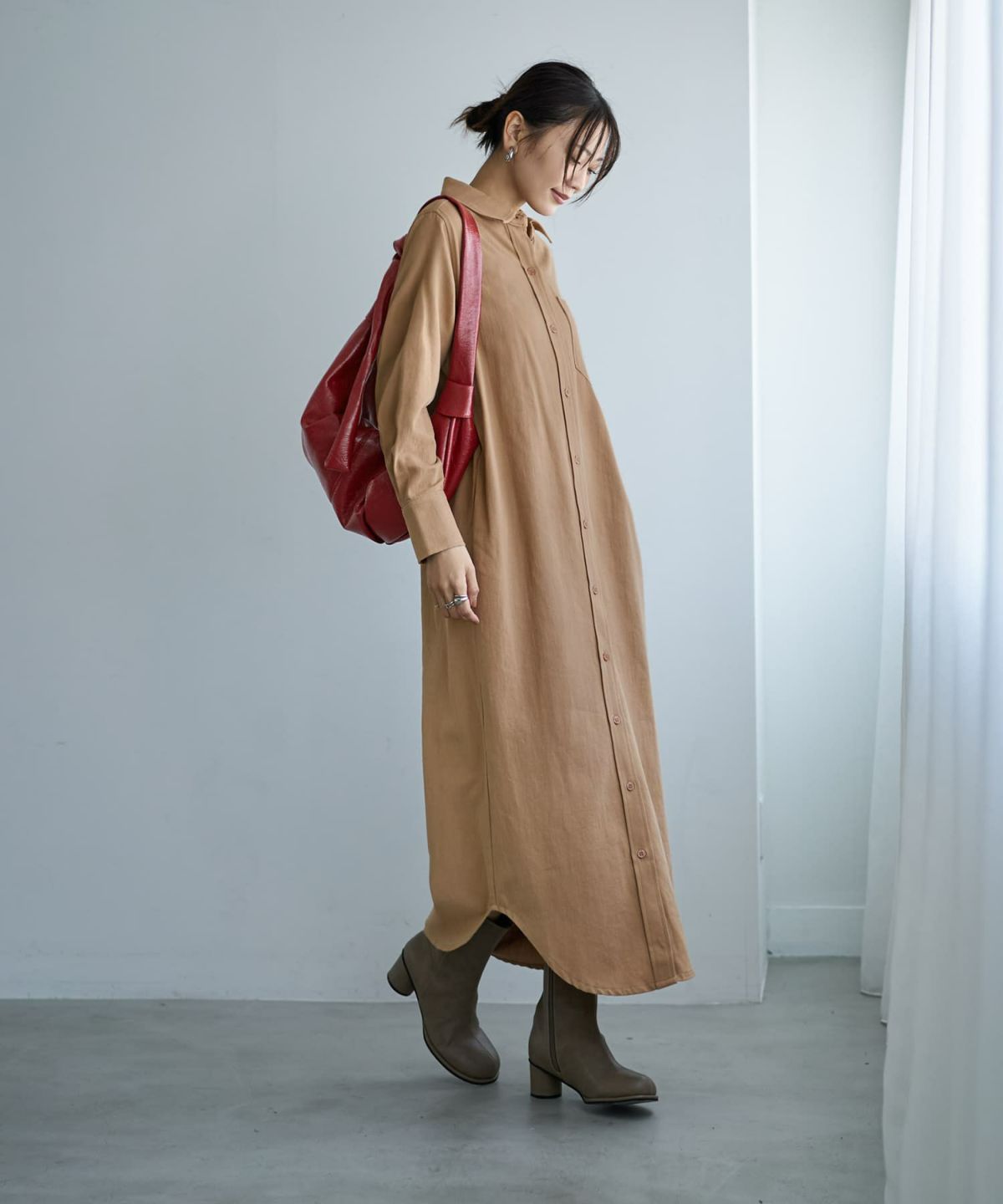 着用イメージ 166cm キャメルベージュ 02サイズ