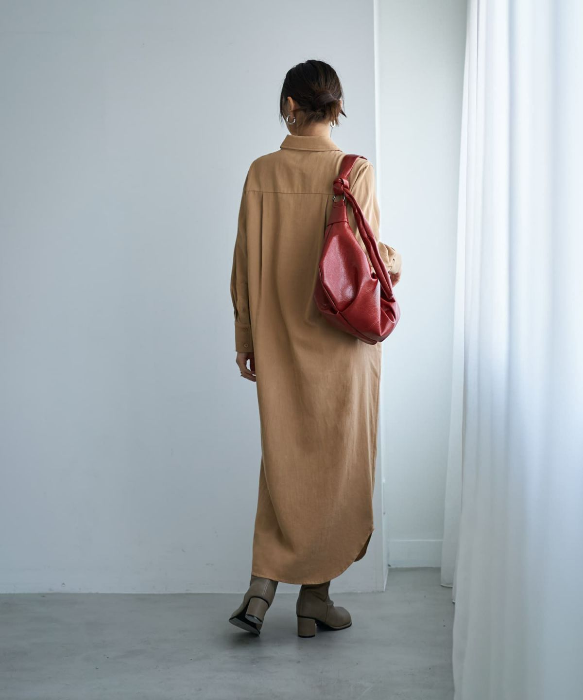 着用イメージ 166cm キャメルベージュ 02サイズ