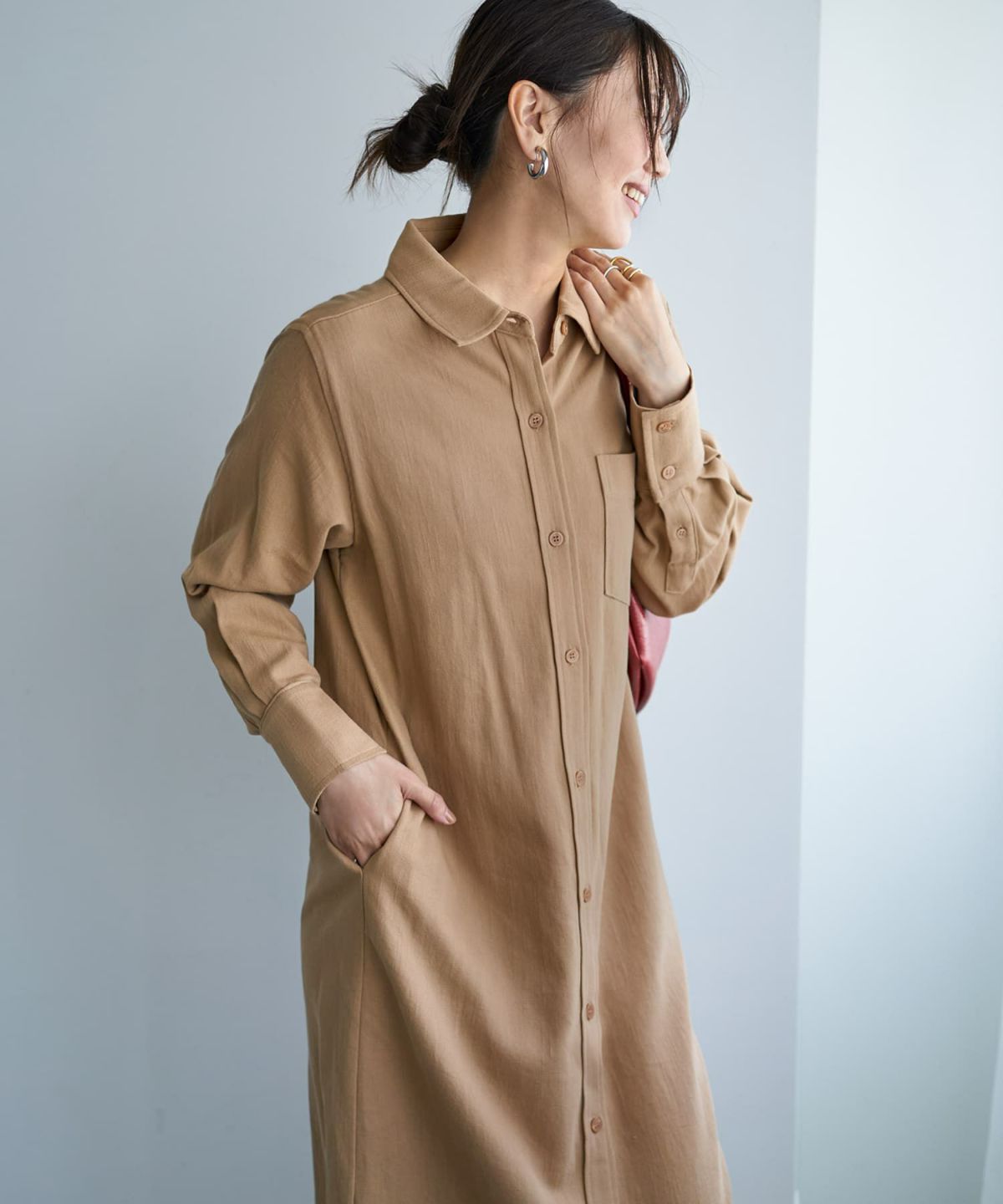 着用イメージ 166cm キャメルベージュ 02サイズ