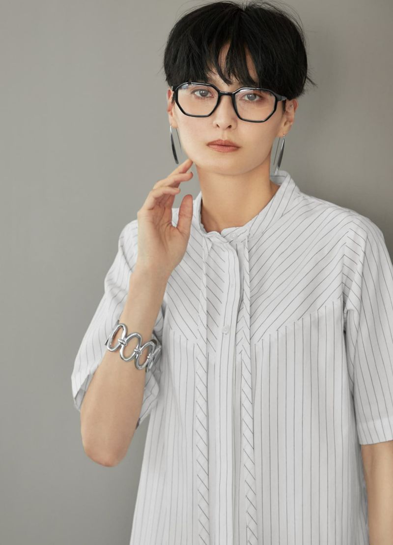 ちょっこりさん　服　シャツ&ジーンズ　茶カーデ　メガネ メガネ／style-1 | おしゃれな大人レディースファッション通販