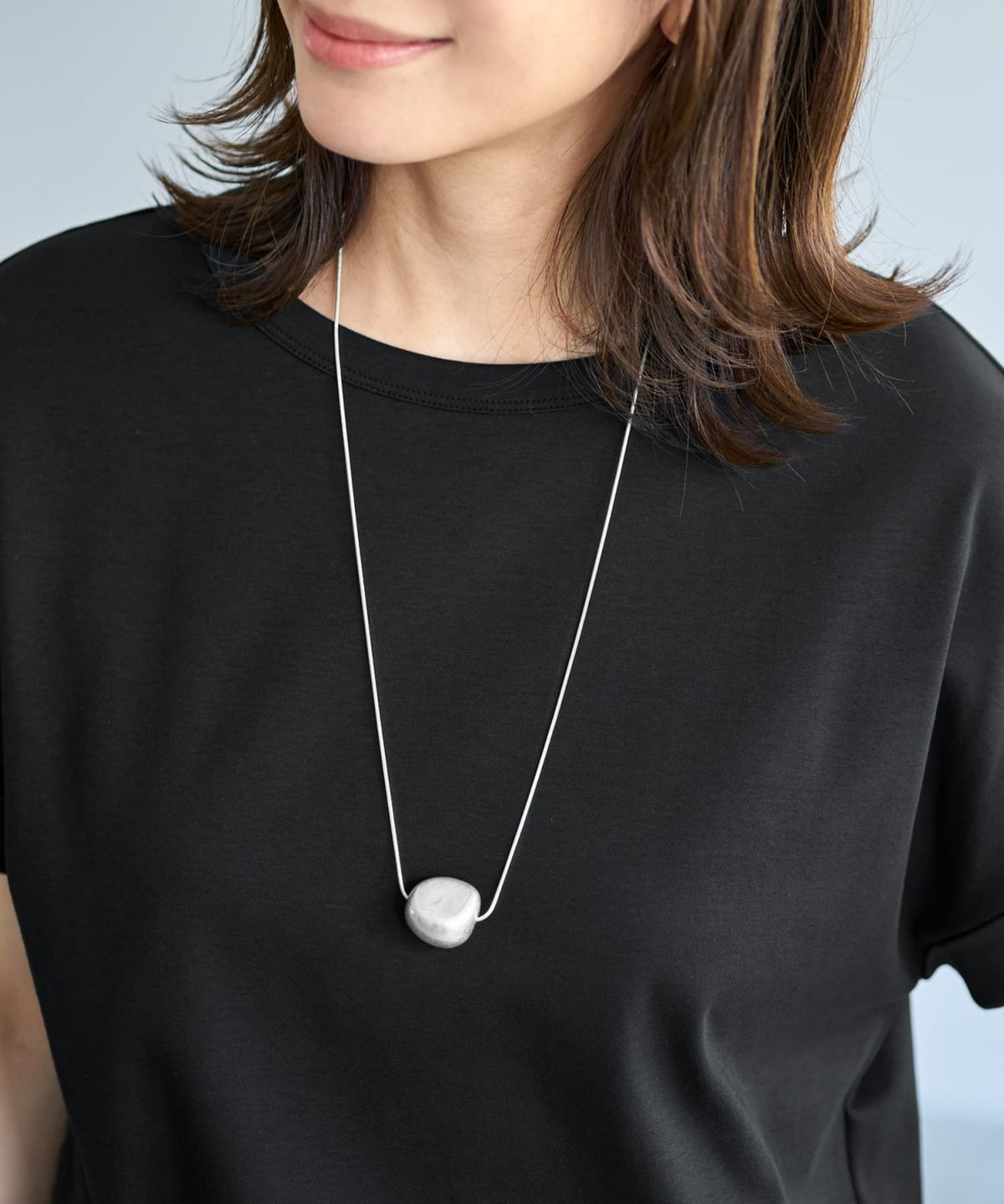 メタルストーンロングネックレス