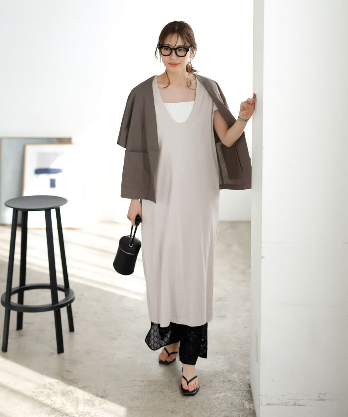 着用イメージ 166cm 着用サイズ 02 グレージュ