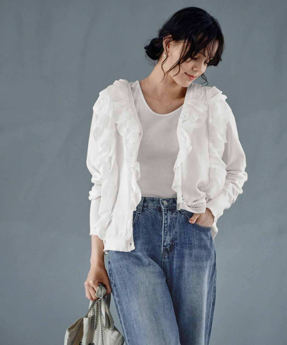 K10ホワイトトパーズツイントップネックレス