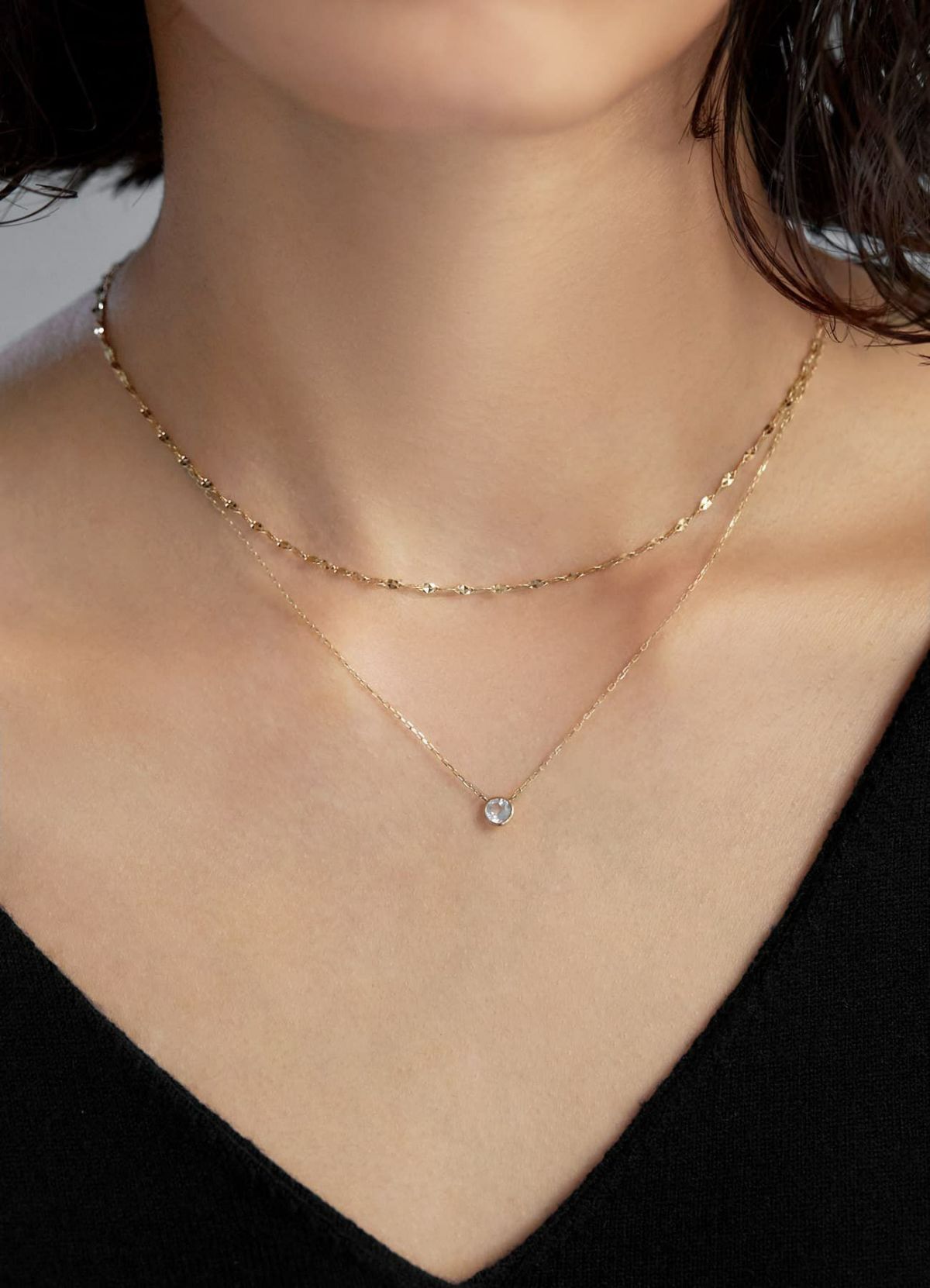 ※別売り235024 K10ホワイトトパーズベゼルstネックレスとセット着けスタイル