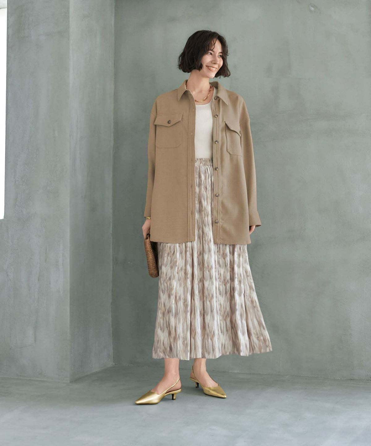 着用イメージ 168cm オリーブベージュ