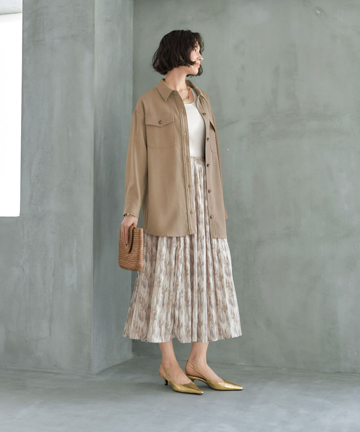 着用イメージ 168cm オリーブベージュ