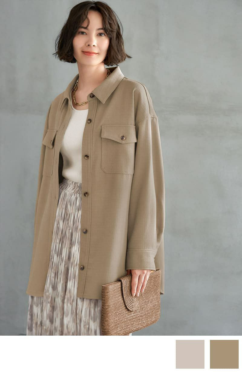 凹凸生地のシャツジャケット