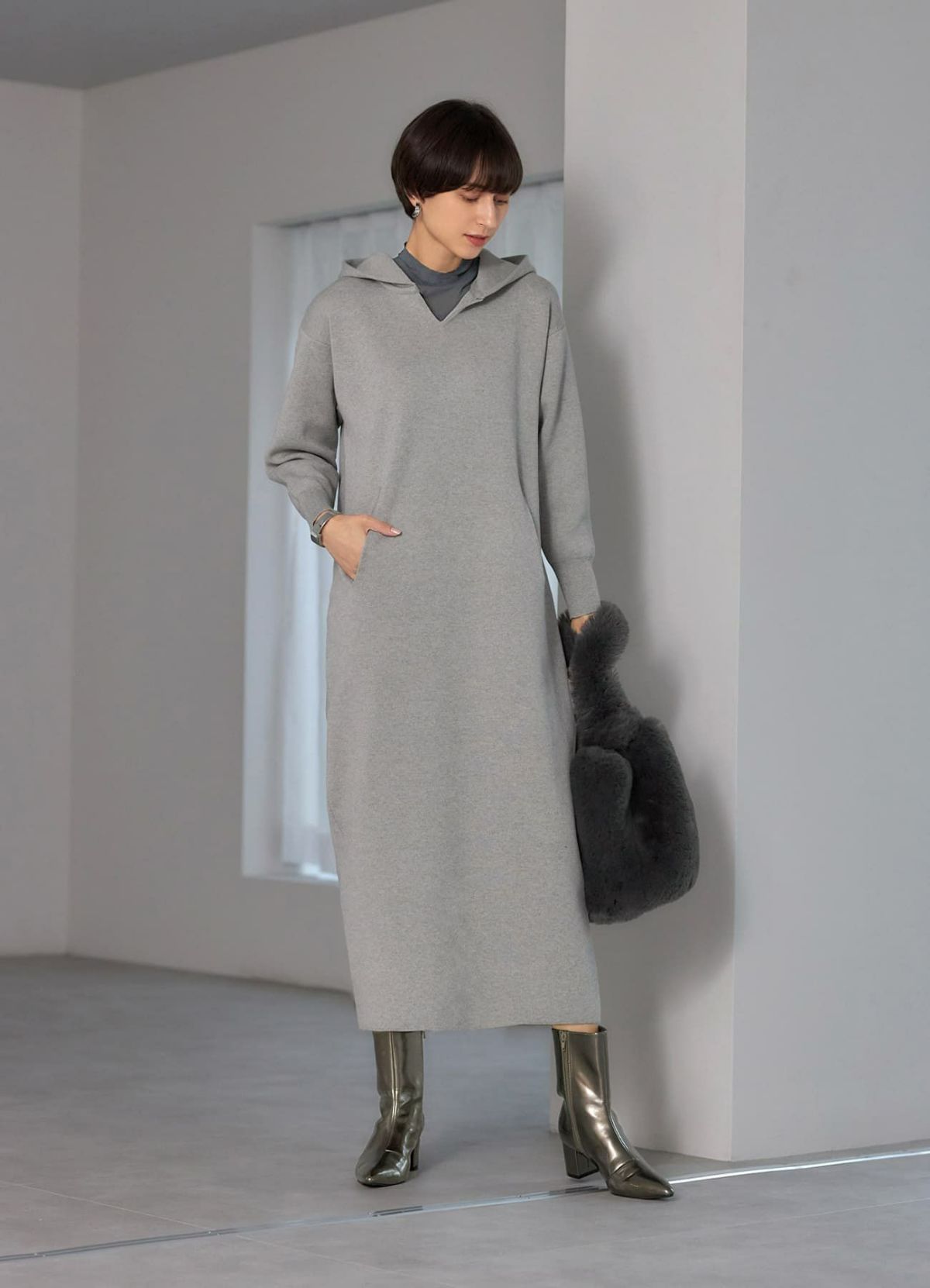 着用イメージ 168cm チャコール