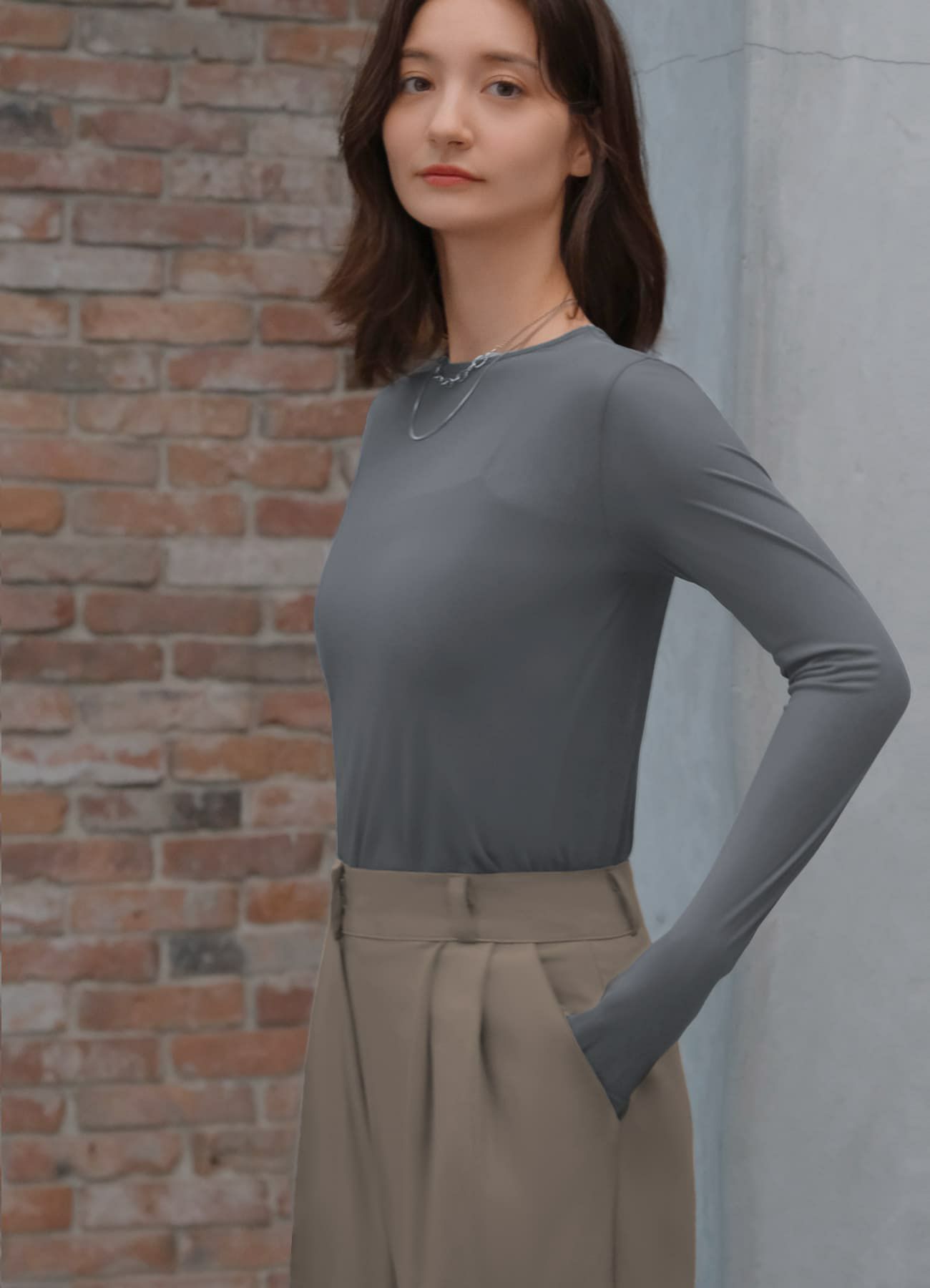着用イメージ 165cm チャコール