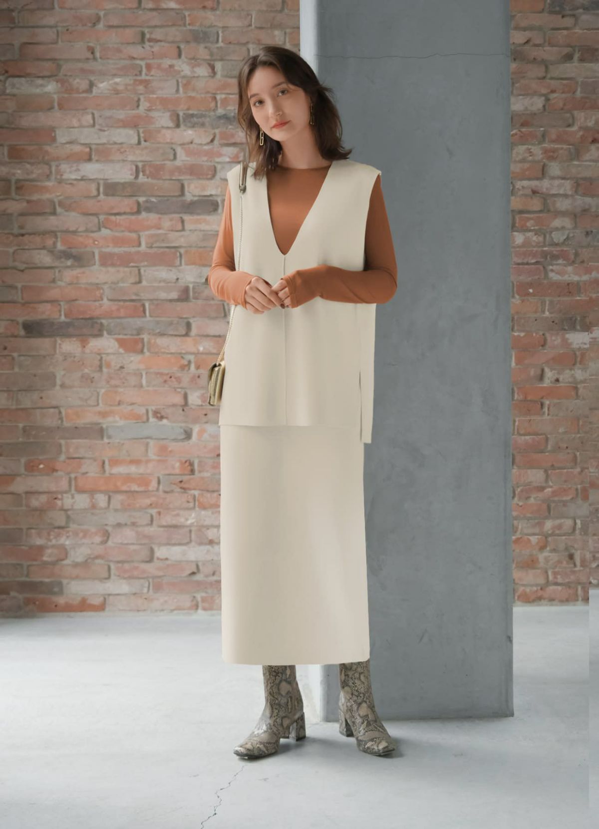 着用イメージ 165cm ライトブラウン