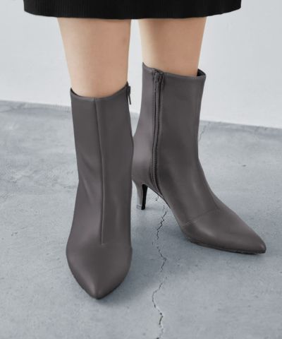 ポインテッドトゥ6.5cmレザーブーツ／カラーB | おしゃれな大人