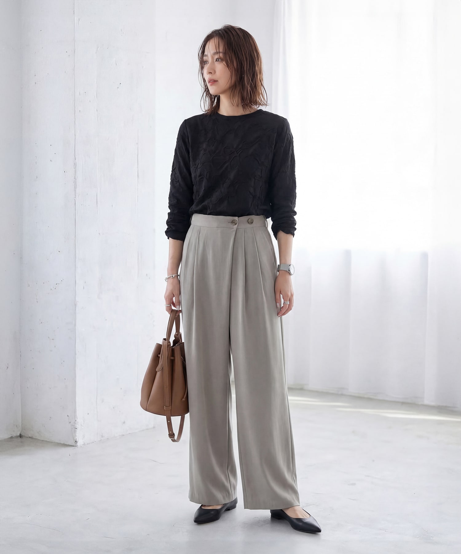 着用イメージ 165cm 着用サイズ S-M アイボリー